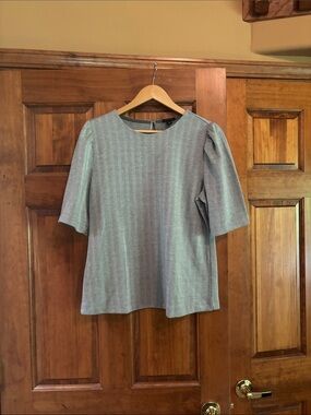 Ann Taylor Heathered Gray Short-Sleeve Blouse